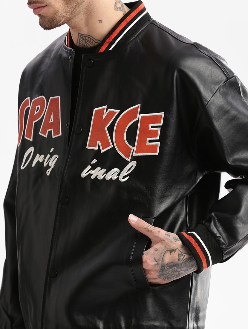 black typographic printed detailed casual jacket - 20960565 - Standard Image - 5