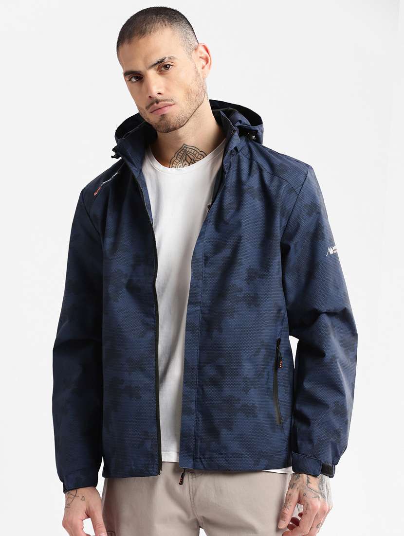 men printed sleeve casual jacket