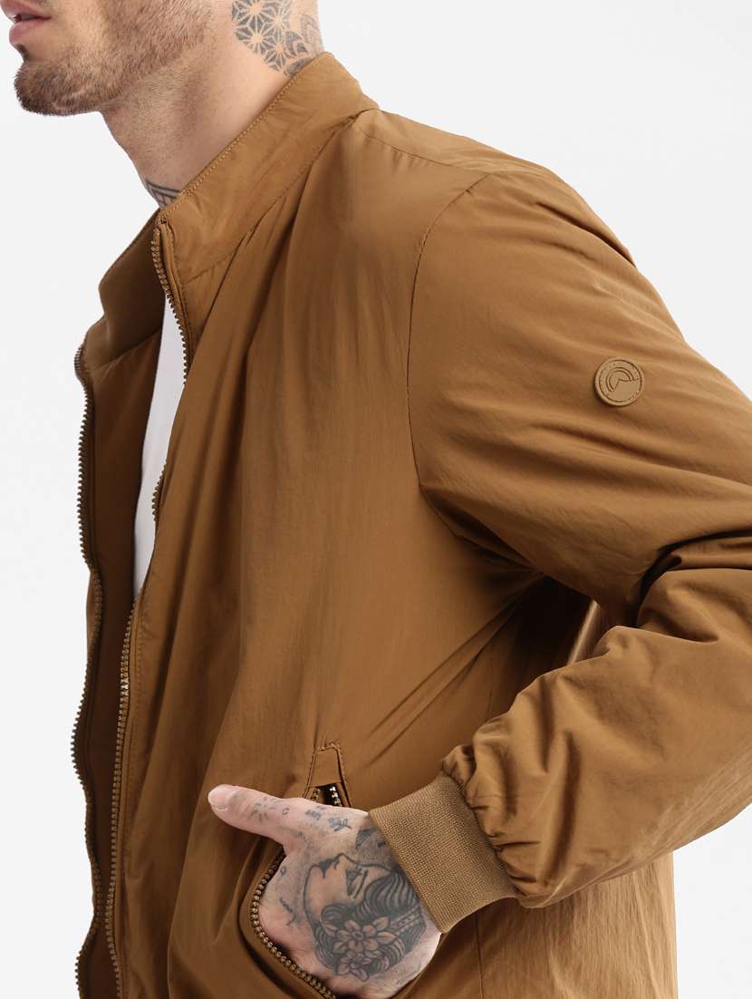solid brown detailed casual jacket - 20960580 -  Standard Image - 5