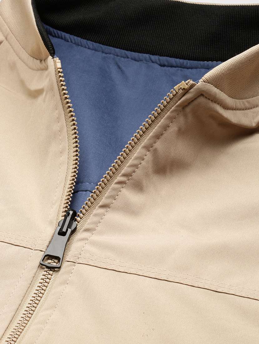 solid blue detailed casual reversible jacket - 20960590 - Standard Image - 8