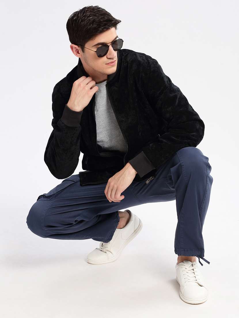 solid black detailed casual jacket - 20960591 - Standard Image - 3