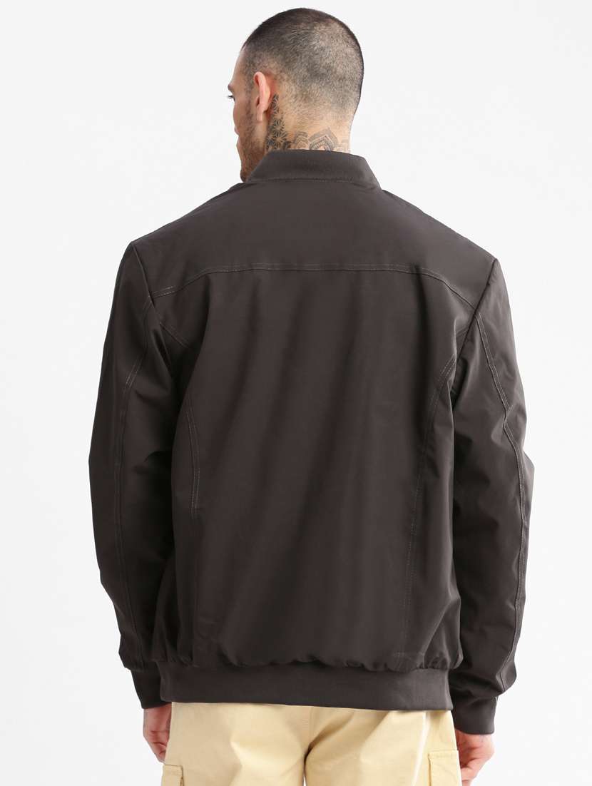 solid dark grey detailed casual reversible jacket - 20960593 -  Standard Image - 5