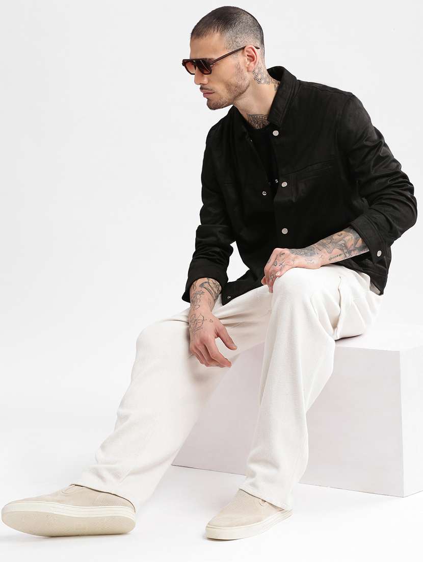 solid black detailed casual jacket - 20960599 - Standard Image - 3