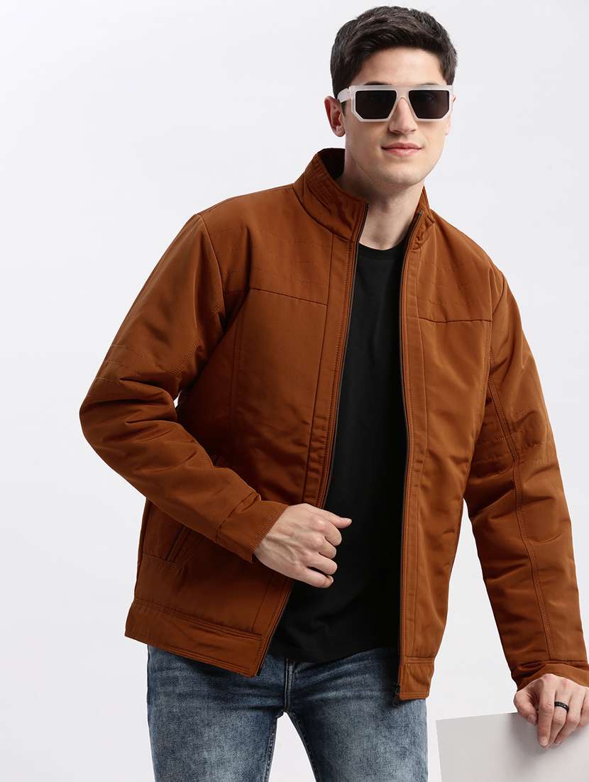 solid rust brown detailed casual jacket - 20960602 -  Standard Image - 3