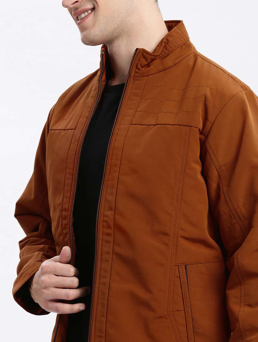 solid rust brown detailed casual jacket - 20960602 -  Standard Image - 5