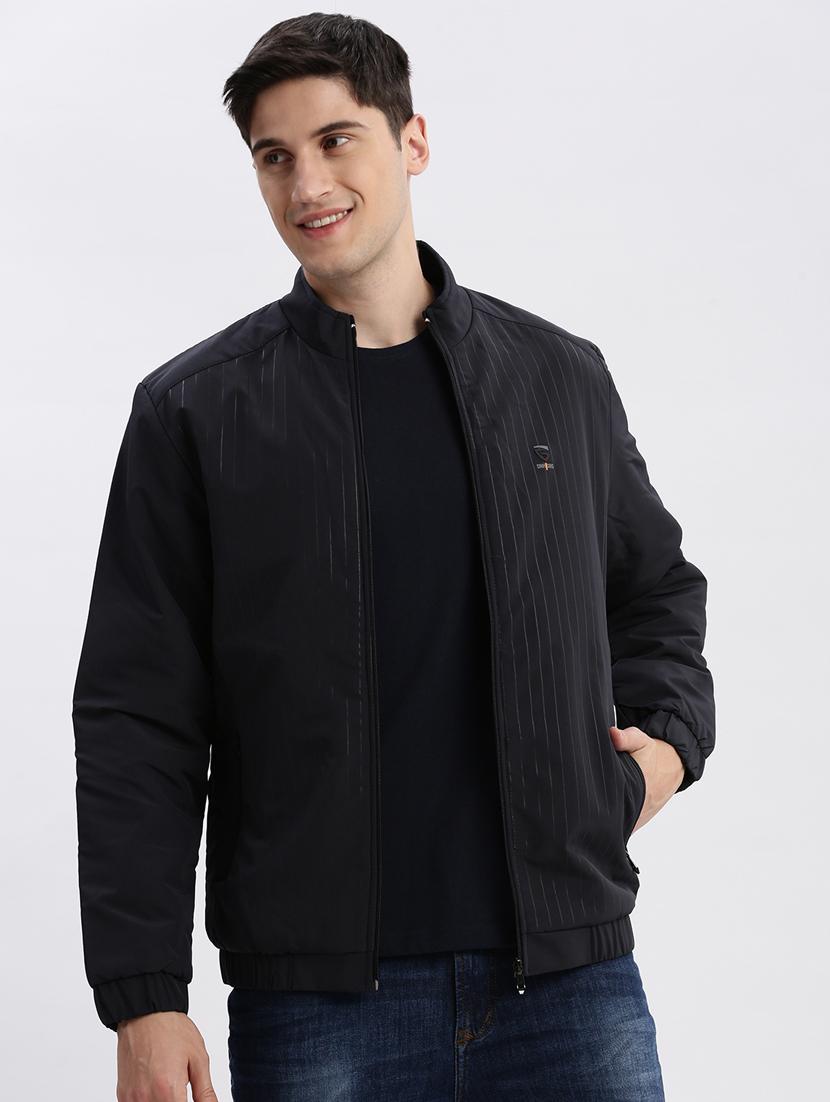 men navy blue striped printed reversible jacket - 20960603 - Zoom Image - 0