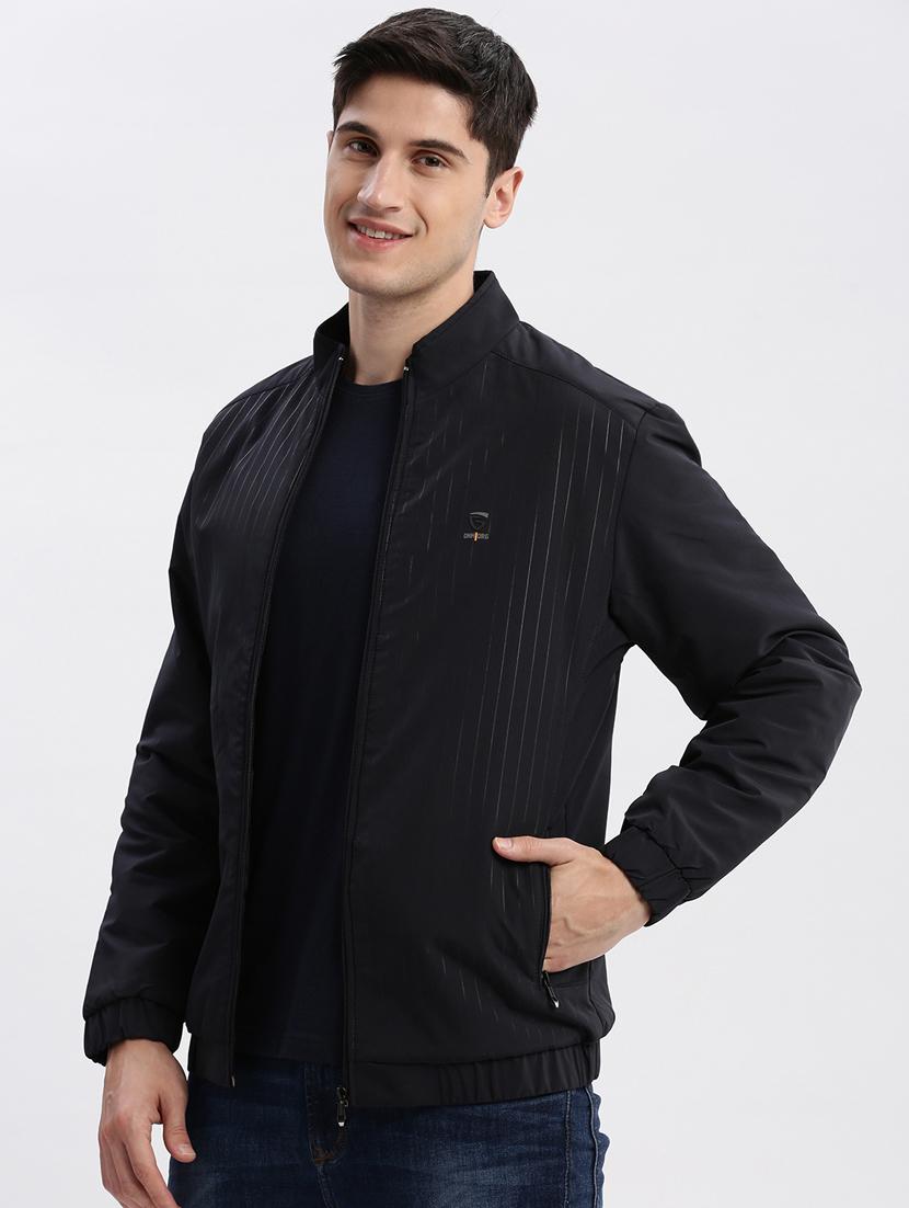 men navy blue striped printed reversible jacket - 20960603 - Standard Image - 3