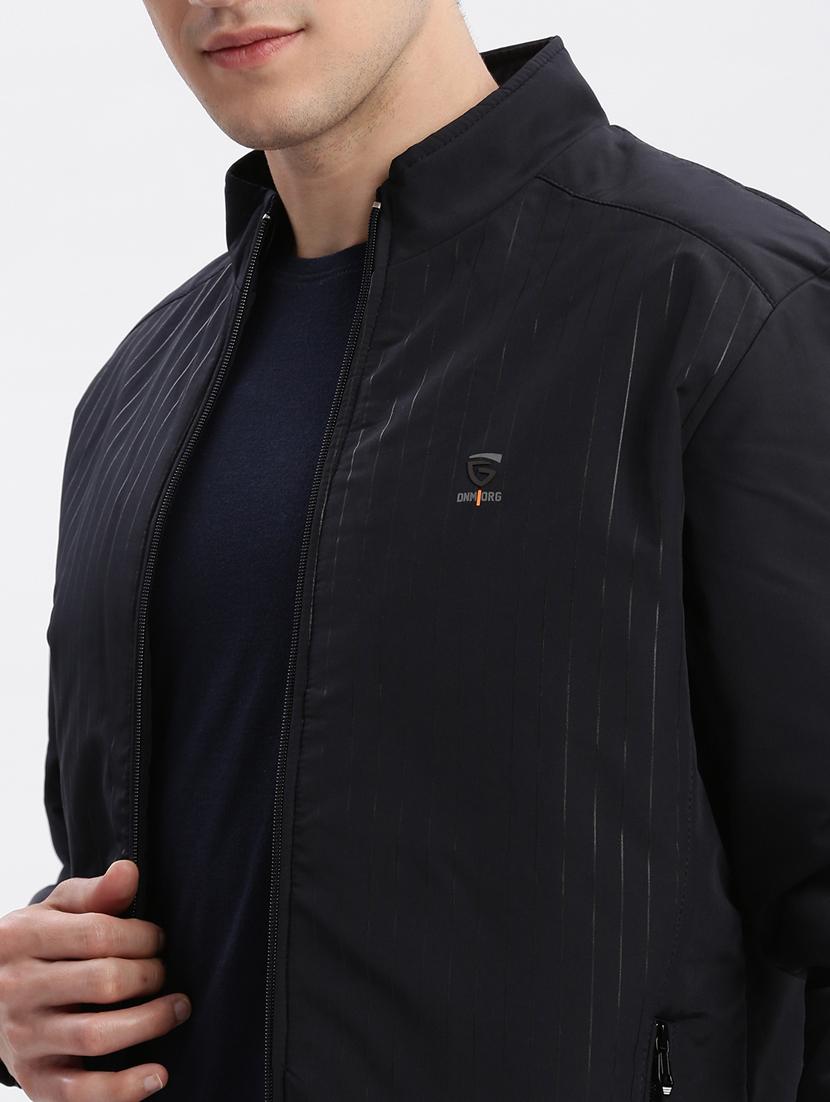 men navy blue striped printed reversible jacket - 20960603 - Standard Image - 5