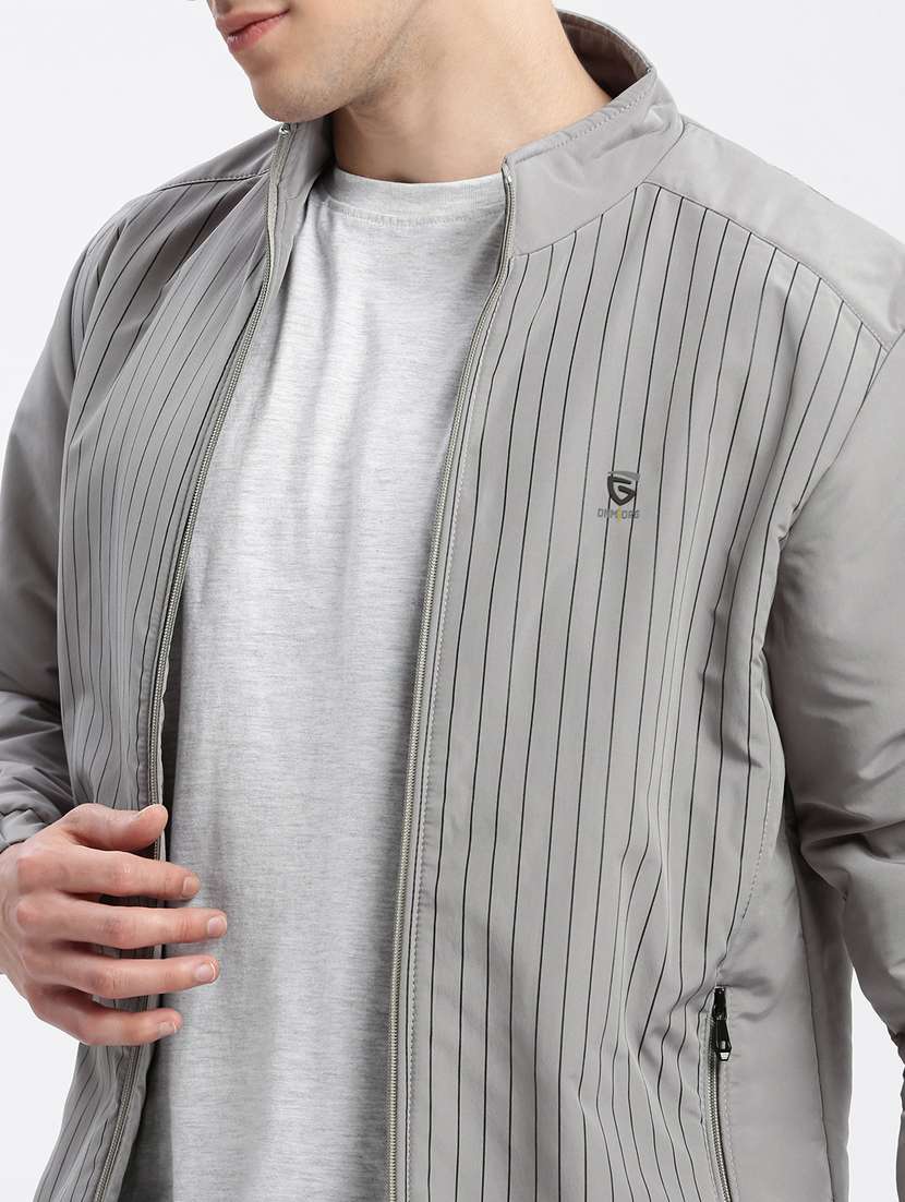 grey striped detailed casual jacket - 20960605 -  Standard Image - 5