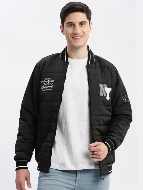 men long sleeve typography casual jacket - 20960608 - Standard Image - 0