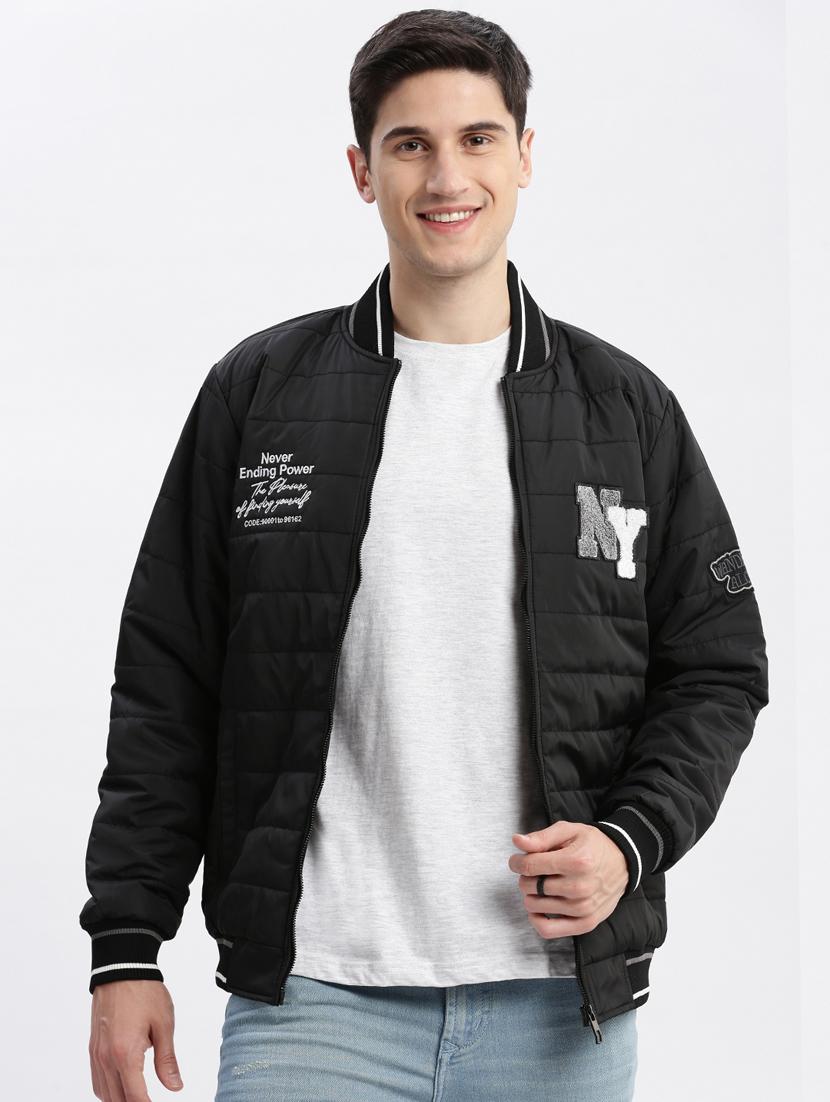 men long sleeve typography casual jacket - 20960608 - Zoom Image - 0