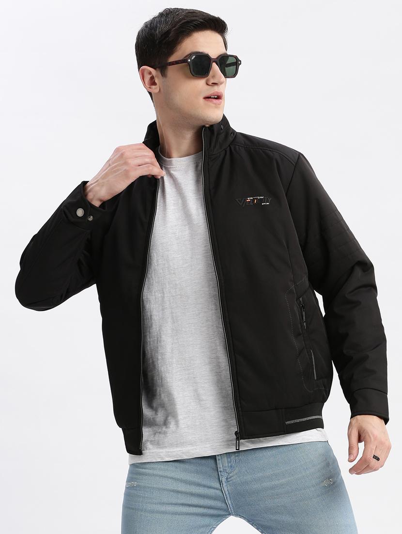 solid black detailed casual jacket - 20960618 - Standard Image - 3