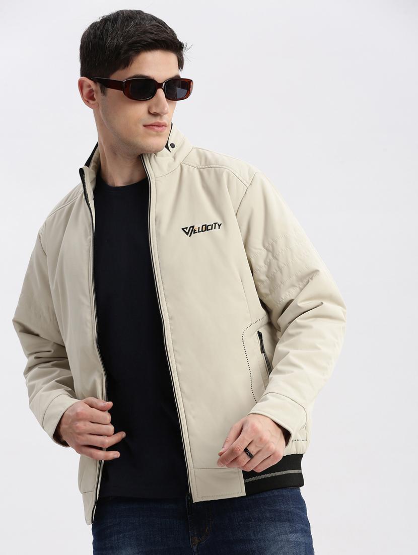cream solid nylon casual jacket - 20960620 - Standard Image - 3