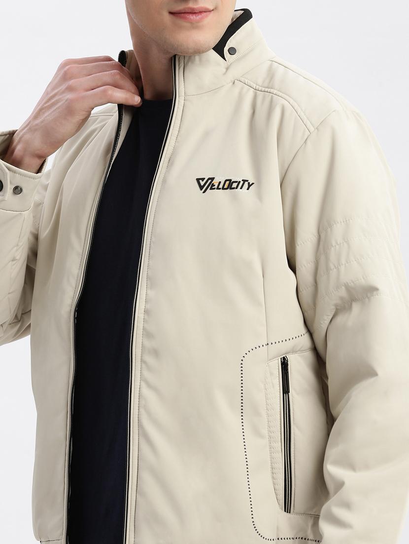 cream solid nylon casual jacket - 20960620 - Standard Image - 5