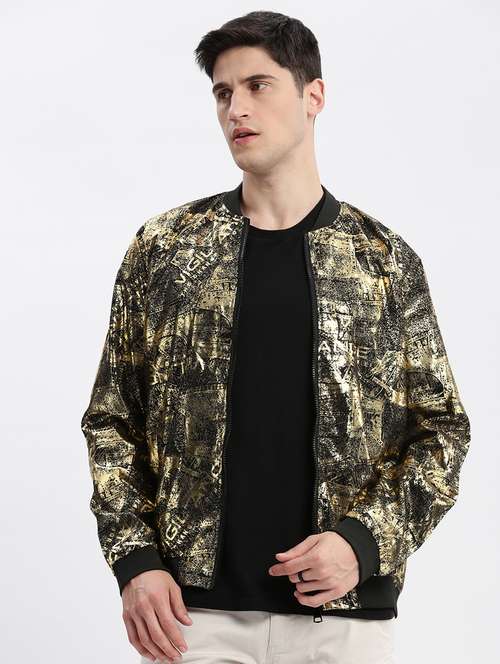black printed casual jacket - 20960673 -  Standard Image - 0