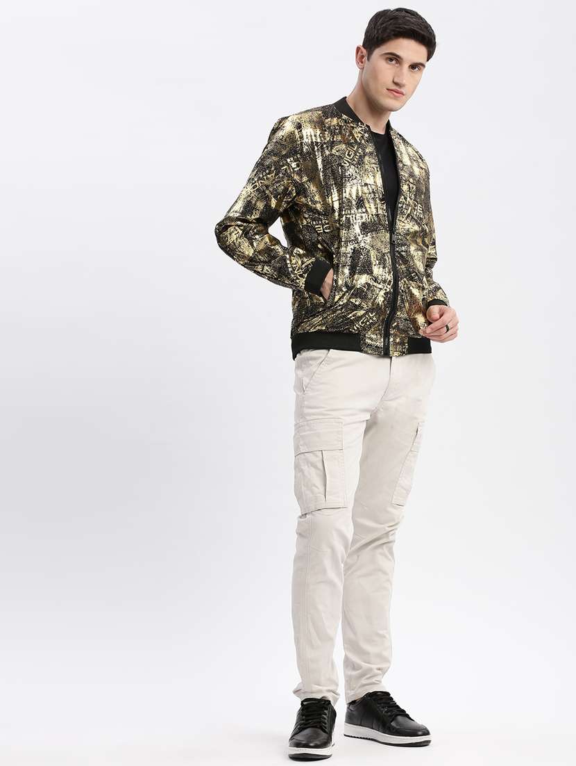 black printed casual jacket - 20960673 -  Standard Image - 3