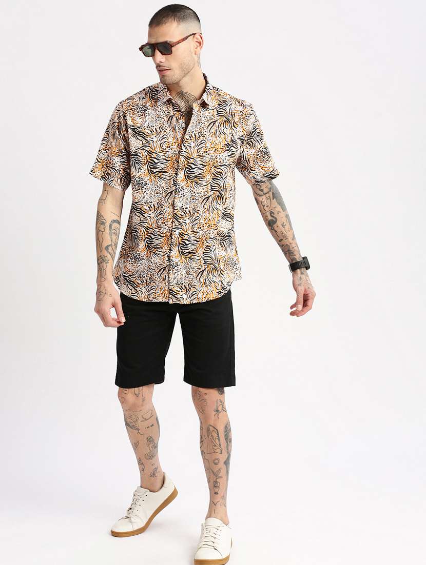 men short sleeve animal printed casual shirt - 20960697 - Standard Image - 3