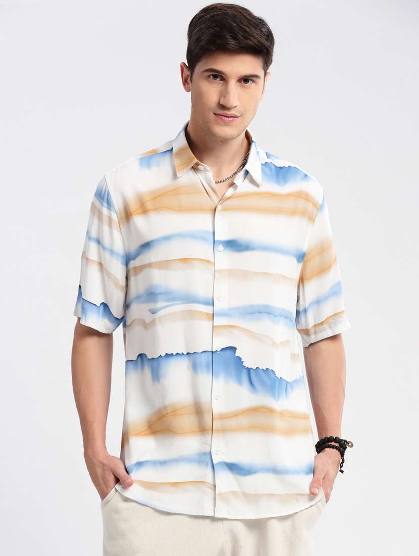 men collared short sleeve casual shirt - 20960708 -  Zoom Image - 0