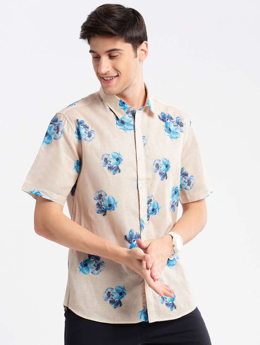 men collared short sleeve casual shirt