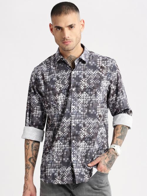 men collared long sleeve casual shirt - 20960759 - Standard Image - 0