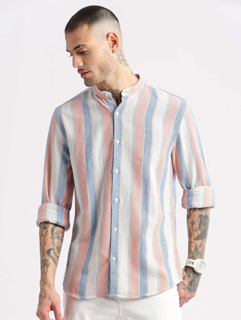 men multi color stripes casual shirt