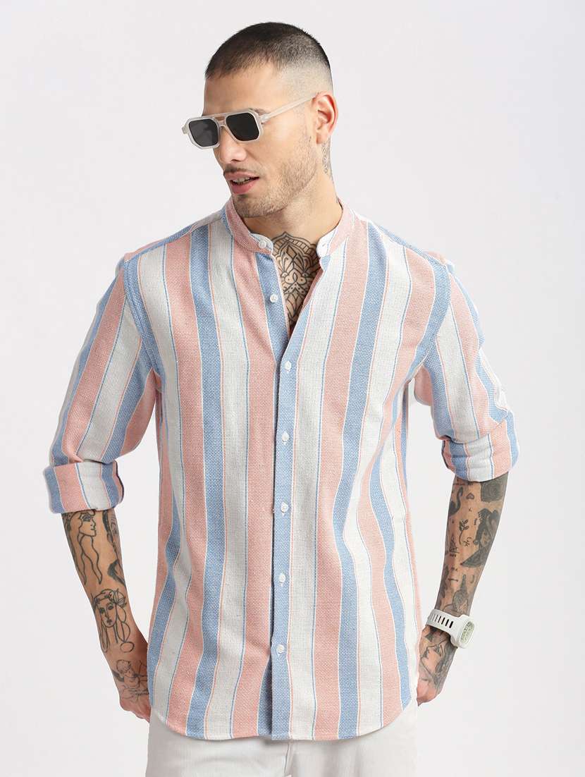 men multi color stripes casual shirt - 20960773 -  Standard Image - 5