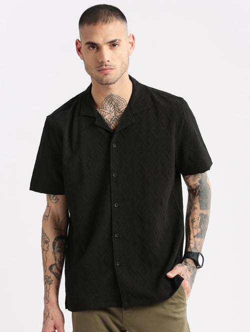 men black solids casual shirt - 20960790 - Standard Image - 0