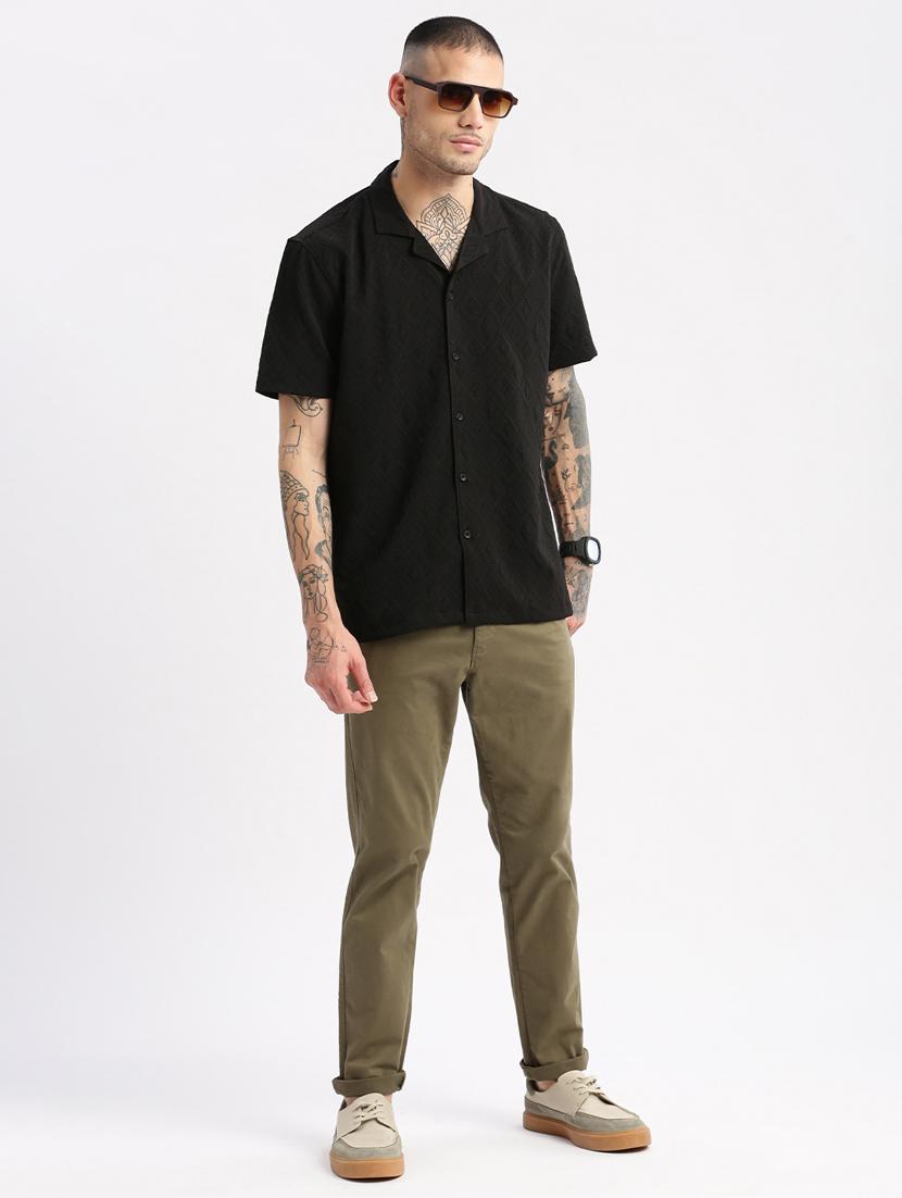 men black solids casual shirt - 20960790 - Standard Image - 3