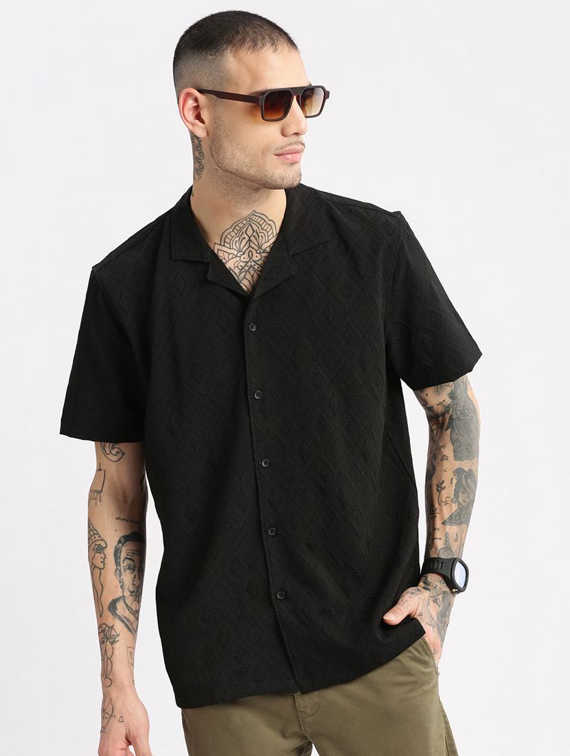men black solids casual shirt - 20960790 - Standard Image - 5