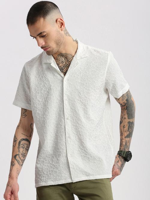 men white solids casual shirt - 20960794 - Standard Image - 0