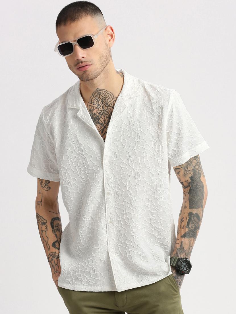 men white solids casual shirt - 20960794 - Standard Image - 5