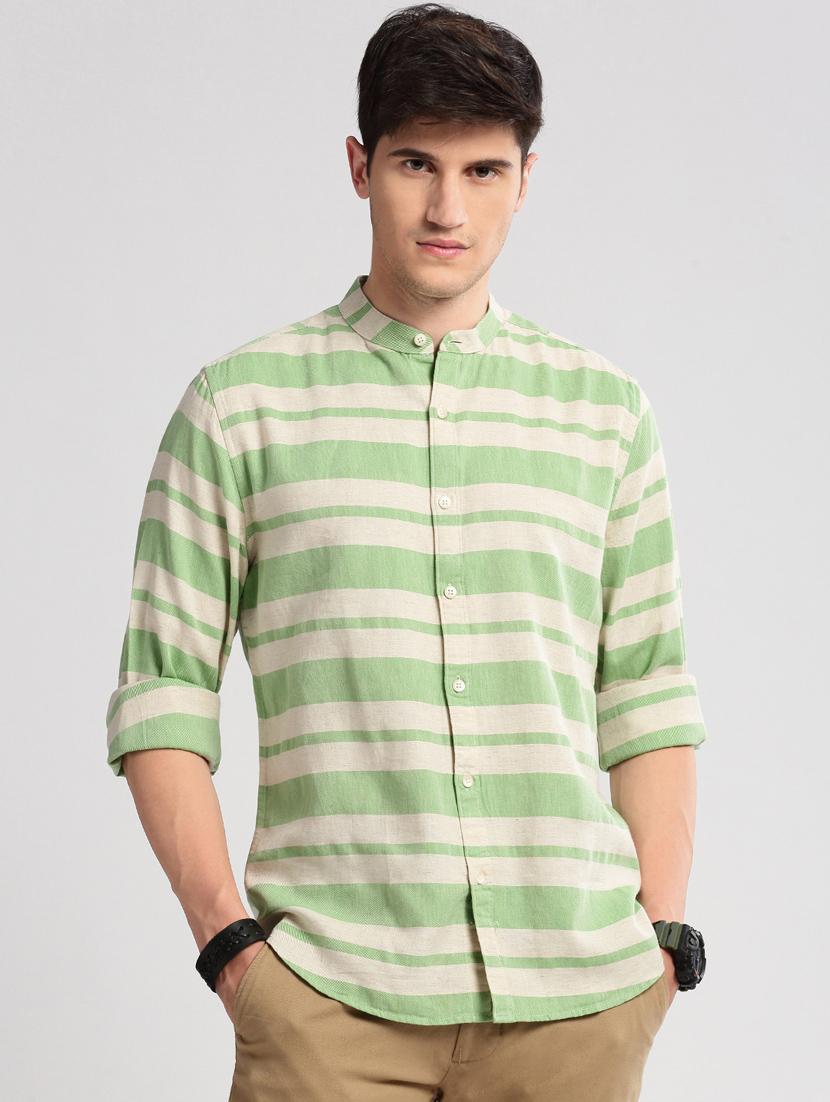 men long sleeve horizontal stripes casual shirt - 20960795 - Zoom Image - 0
