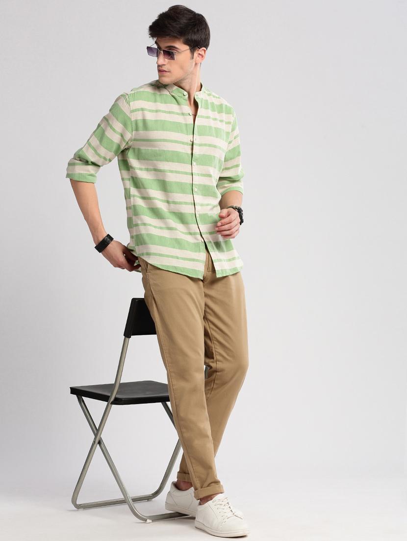 men long sleeve horizontal stripes casual shirt - 20960795 - Standard Image - 3