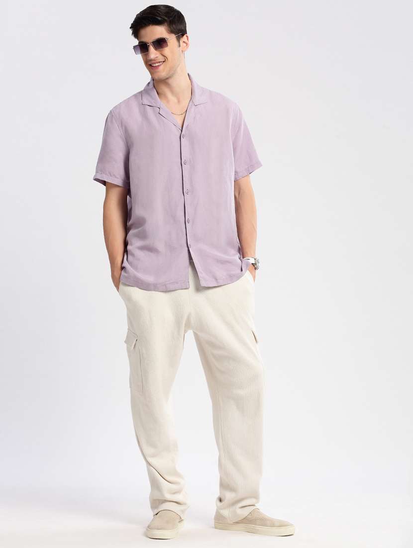 men solid short sleeve casual shirt - 20960810 - Standard Image - 3