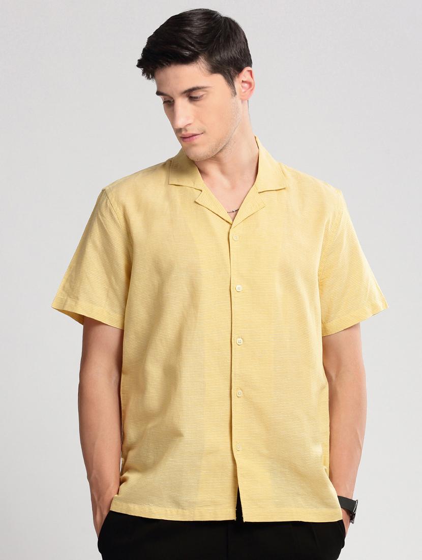men yellow solids casual shirt - 20960811 -  Zoom Image - 0