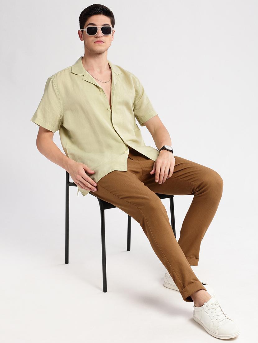 men solid short sleeve casual shirt - 20960813 - Standard Image - 3