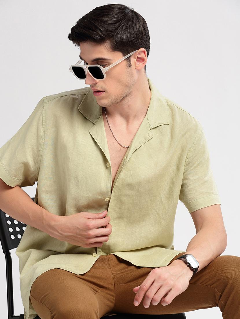 men solid short sleeve casual shirt - 20960813 - Standard Image - 5