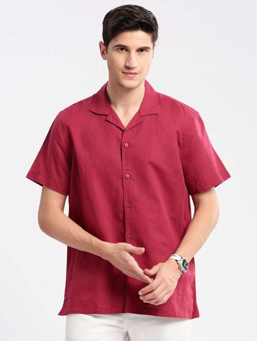 men solid short sleeve casual shirt - 20960816 - Standard Image - 0