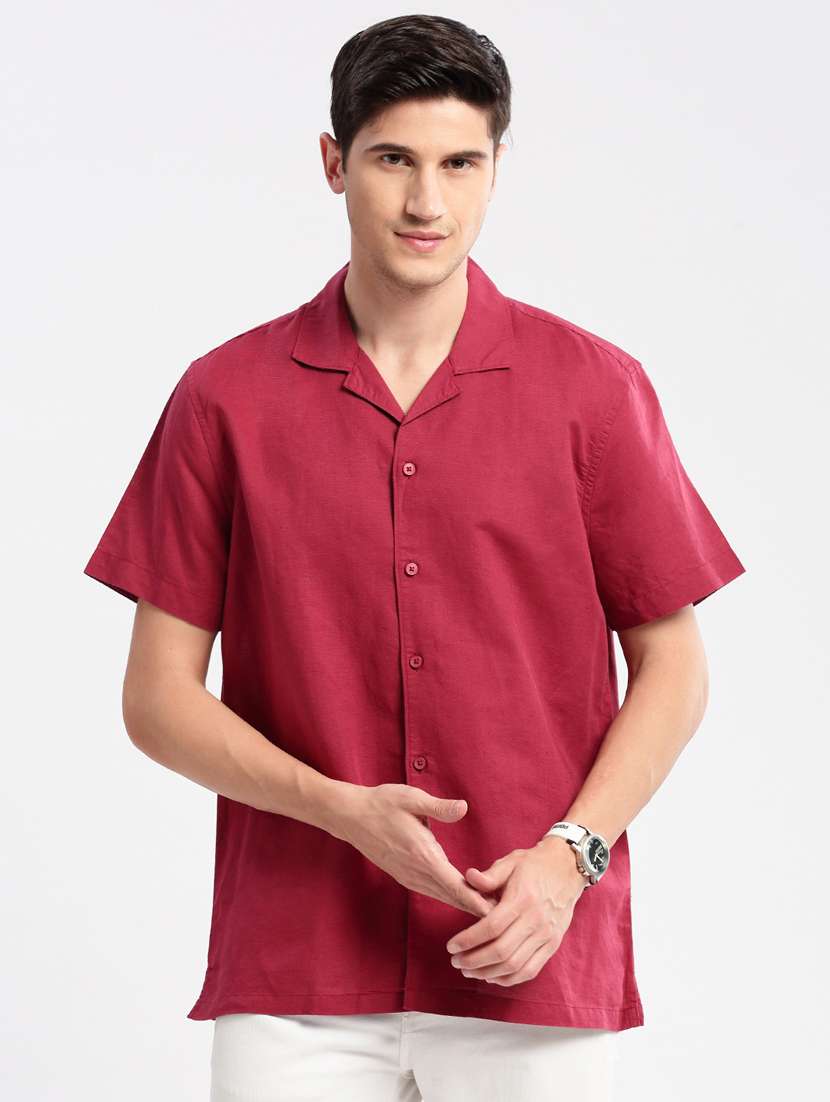 men solid short sleeve casual shirt - 20960816 - Zoom Image - 0