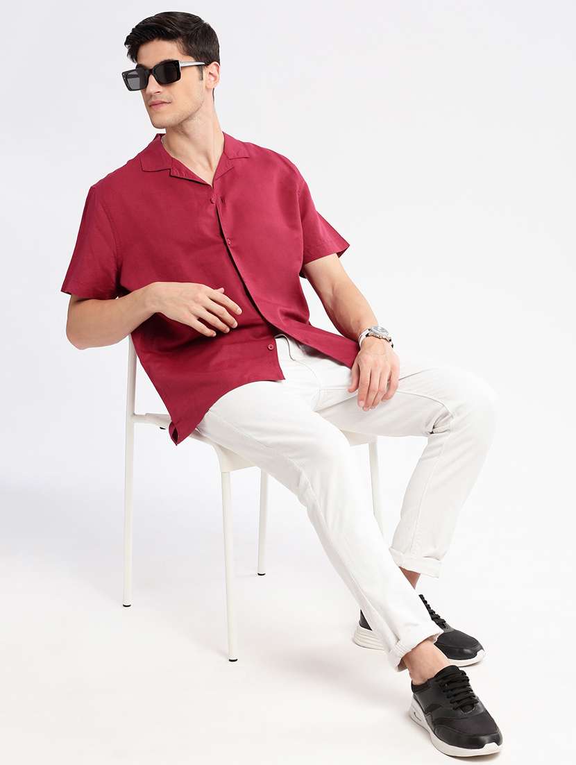 men solid short sleeve casual shirt - 20960816 - Standard Image - 3