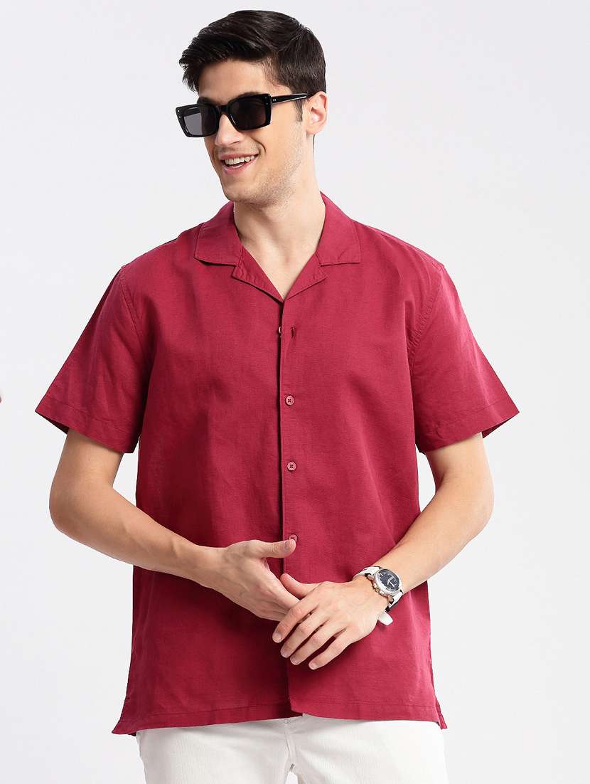 men solid short sleeve casual shirt - 20960816 - Standard Image - 5