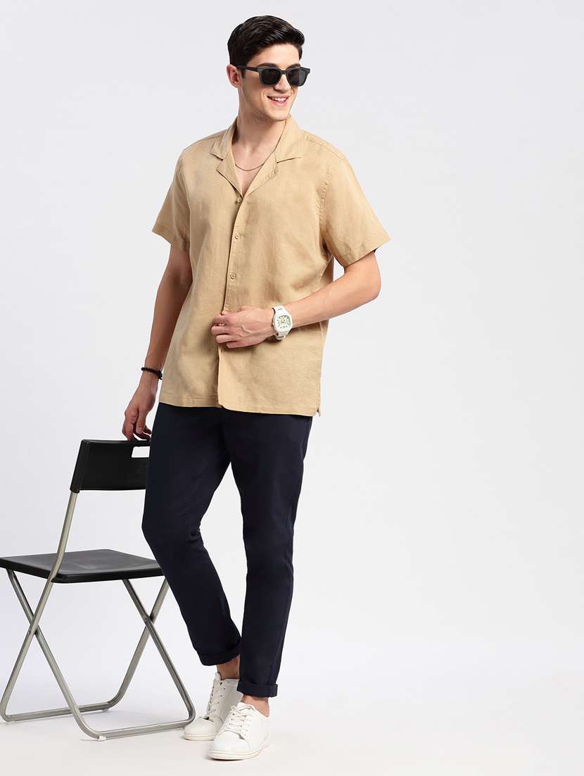 men solid short sleeve casual shirt - 20960818 -  Standard Image - 3