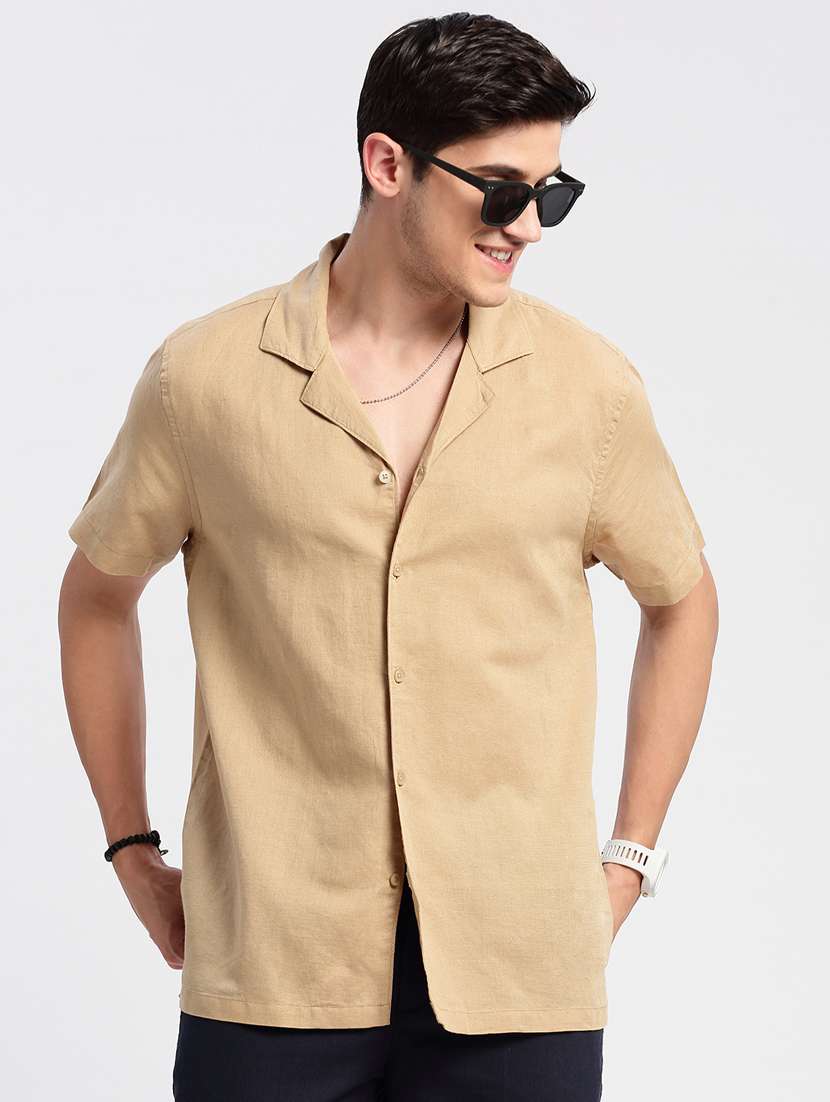 men solid short sleeve casual shirt - 20960818 -  Standard Image - 5
