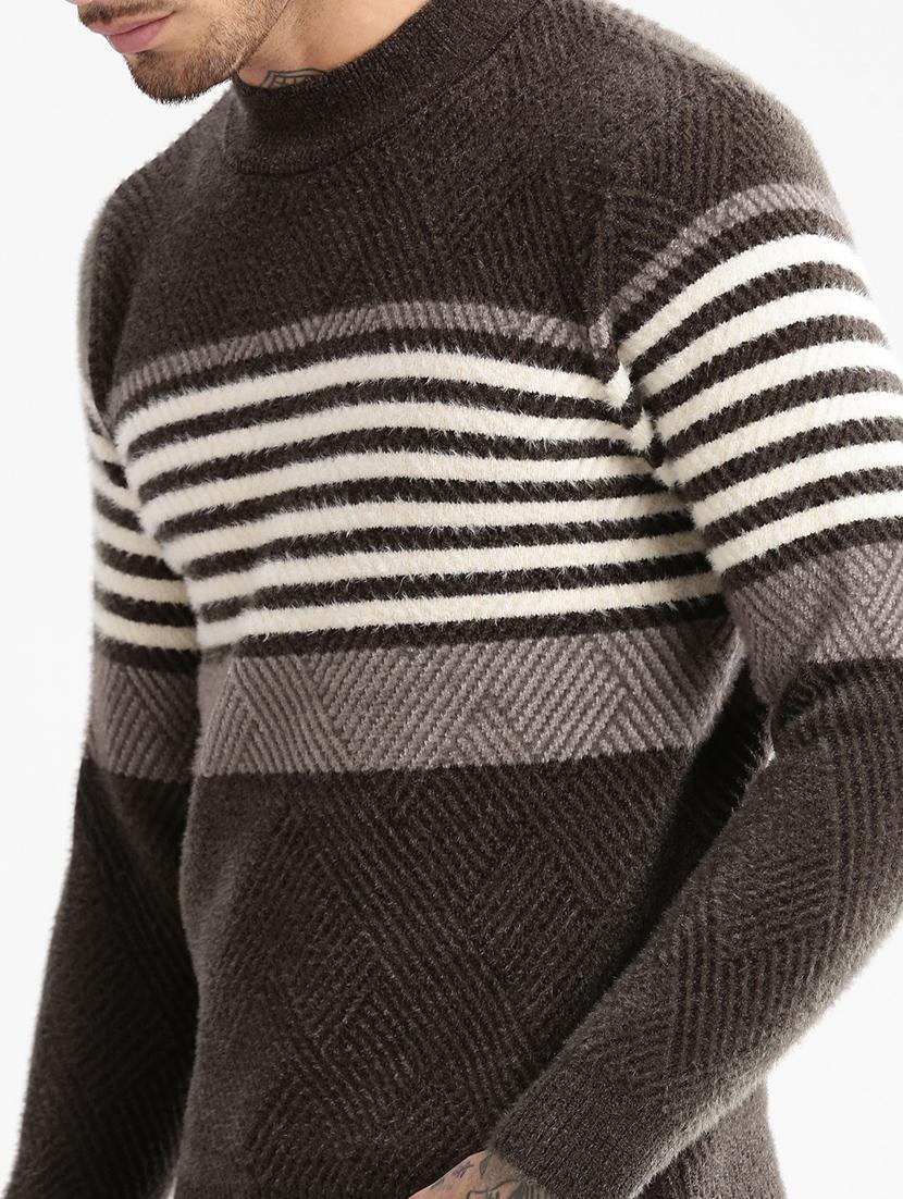 olive striped acrylic pullover - 20960833 - Standard Image - 5