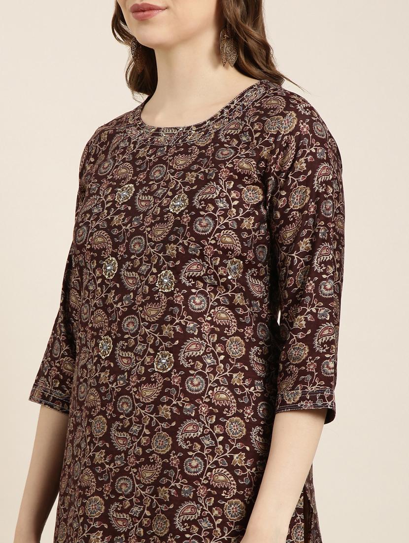 women three quarter sleeve straight kurta - 20960889 - Standard Image - 5
