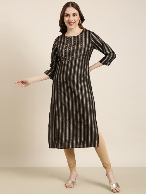 women three quarter sleeve straight kurta - 20960909 -  Standard Image - 0