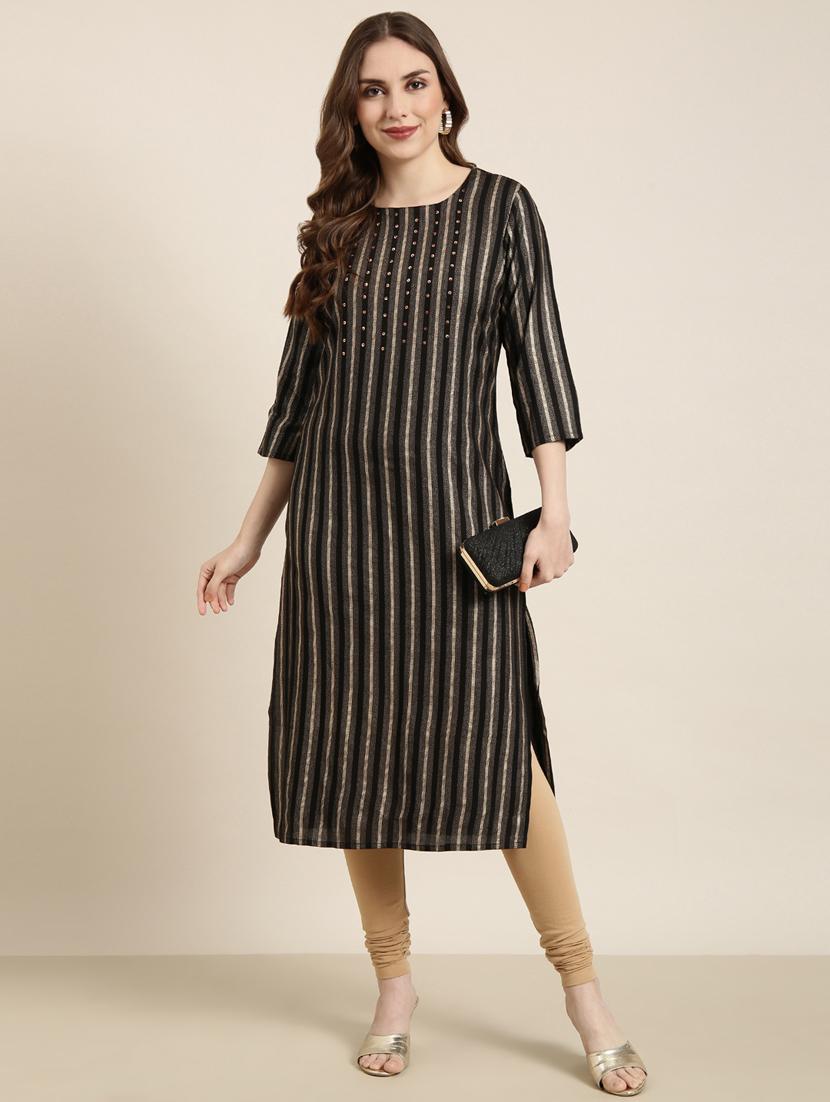 women three quarter sleeve straight kurta - 20960909 - Standard Image - 3
