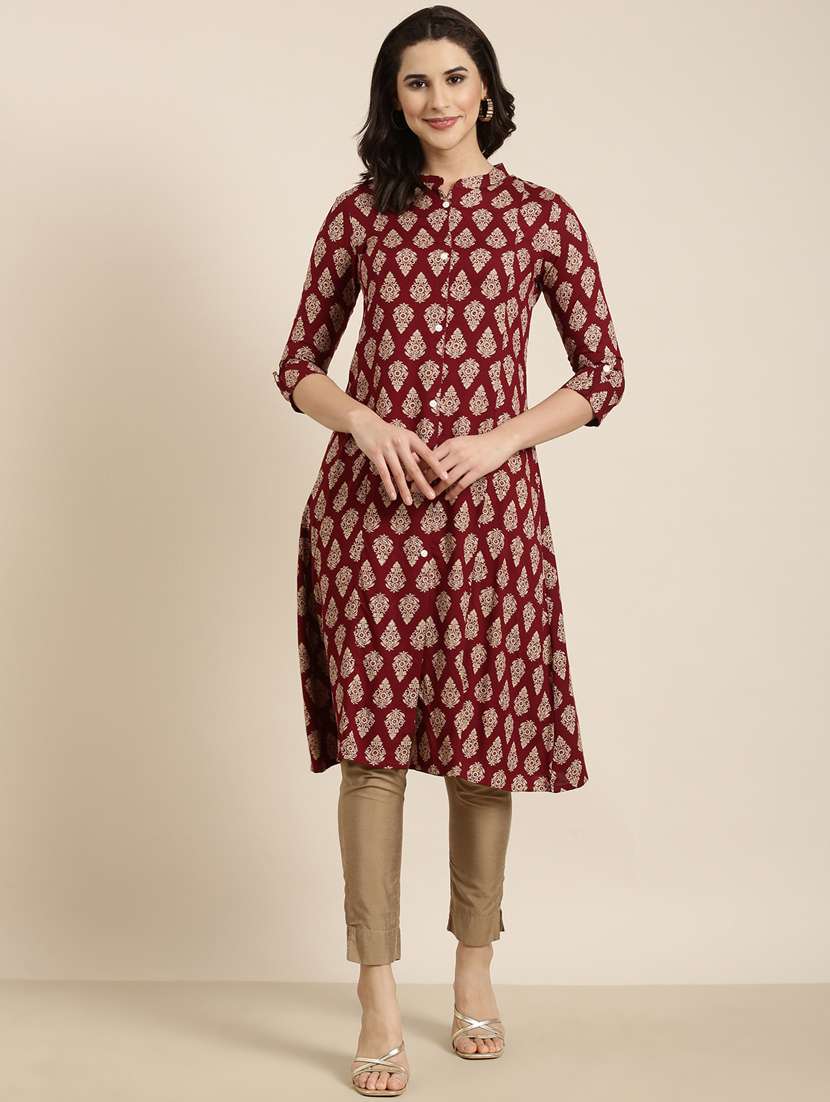 women roll up sleeve straight kurta - 20960924 -  Standard Image - 3