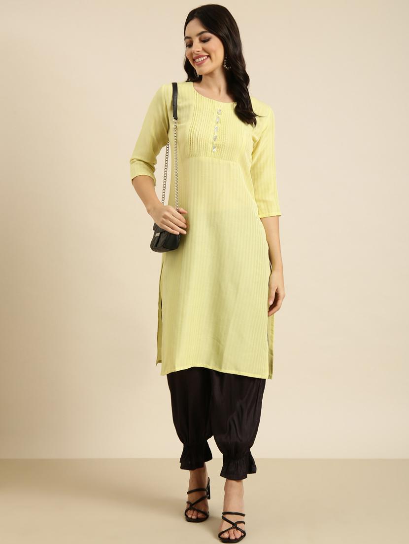 women three quarter sleeve straight kurta - 20960931 - Standard Image - 3