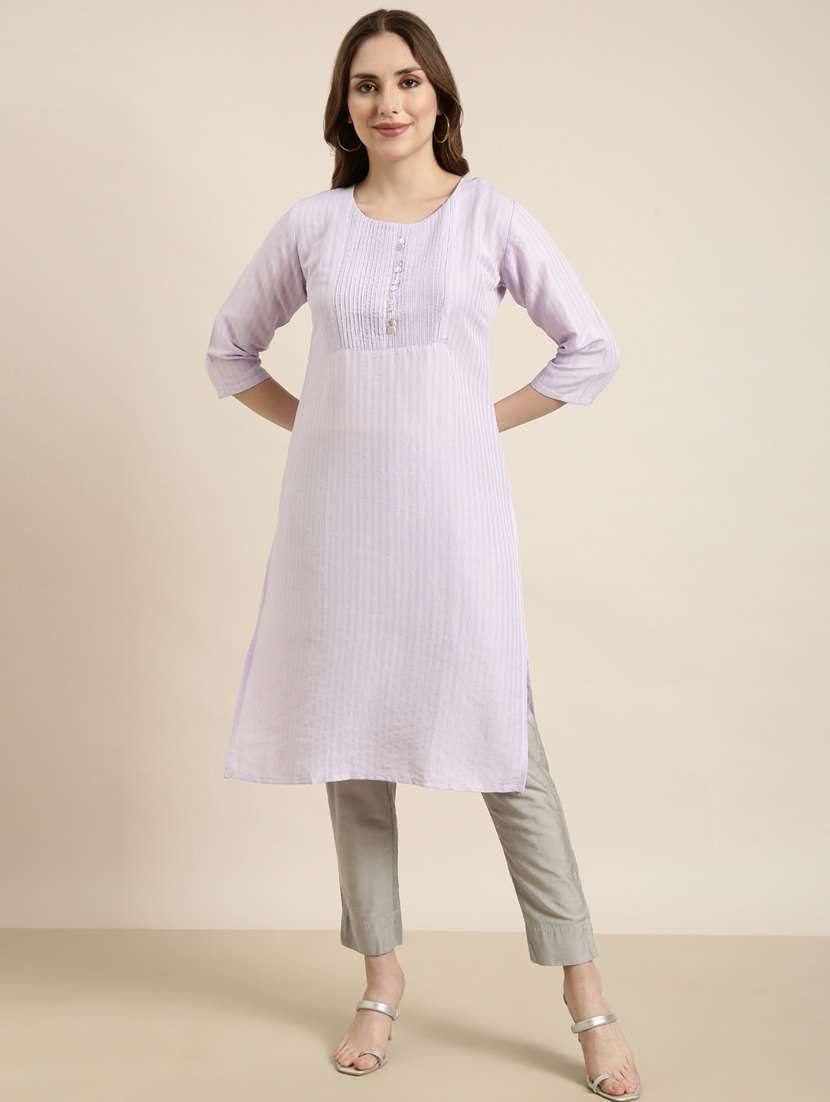 women three quarter sleeve straight kurta - 20960932 - Zoom Image - 0